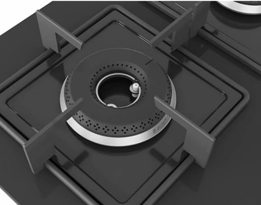 Bosch Built in Gas Hob Black Tempered glass Glass 4 Burner Auto Ignition 60 cm Italian Double Ring Burners (PNH6B6B12I) - Image 2